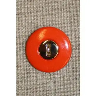 Orange knap m/guld midte 23 mm. - Knapper Grøn, gul og orange