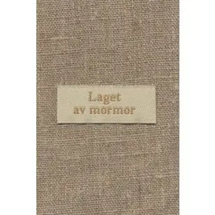 Beige mærke - label "Laget av mormor" - Drengemotiver og fodbold