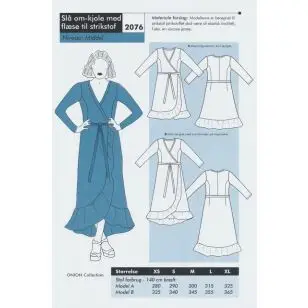Onion 2076 -Slå om-kjole med flæse til strikstof - Symønstre