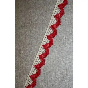 Blonde m/flock off-white/rød, 20 mm. - Blonder