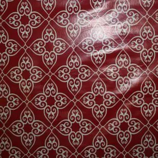 Voksdug rød med Rude-Blomst i hvid - Voksdug