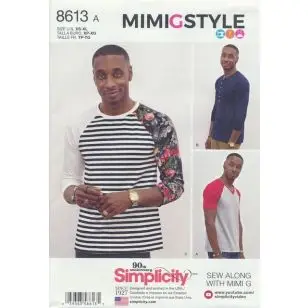 Simplicity 8613 Herre t-shirt med rund- og V-hals - Symønstre