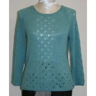 Bluse med hul-mønster model 1708 strikket i Organic 350 / Cotton Linen - Inspiration strik