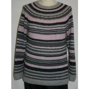 Bluse med striber og rundt bærestykke model 1708 strikket i Wool Silk - Inspiration strik