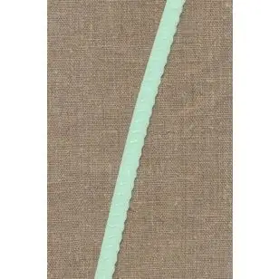 Foldeelastik med buet kant og prik, mint - Foldeelastik, foldebånd, uldbånd