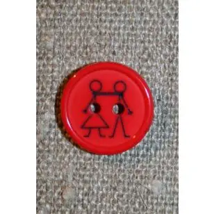 Knap med dreng og pige, rød - Knapper Rød/lyserød/lilla