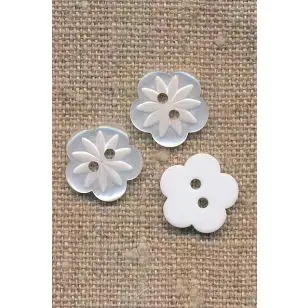 Blomster knap hvid -15 mm - 