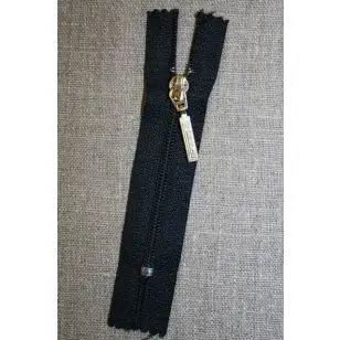 08 cm m/guld vedhæng mørkeblå - Plast lynlås