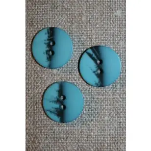 2-huls knap meleret lys petrol - sort, 18 mm. - Sytilbehør