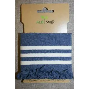 Ribkant med college striber og flæse denim og off-white 80 mm x 110 cm. - Rib kanter