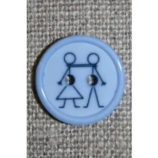 Knap med dreng og pige, lyseblå - Knapper Rød/lyserød/lilla