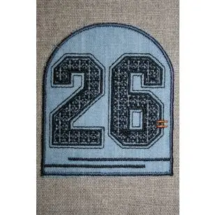 Strygemærke med tal 26, denim sort - Tilbud Mærker og Motiver
