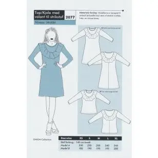 Onion 2077 -Top/kjole med volant til strikstof - Symønstre
