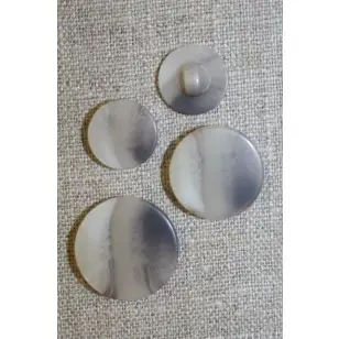 Rund knap meleret i lys beige og beige i 3 str. - Knapper Brun, beige og off-white