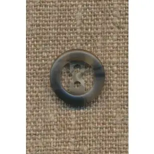 2-huls knap meleret grå 15 mm. - Knapper Hvid, grå og sort