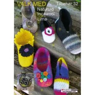 Tilbehør no. 32 Hæklede/strikkede sutsko der valkes - Strikkeopskrift tilbehør/filt