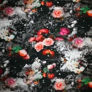 Let isoli m/stræk digital print med smukke blomster - Isoli