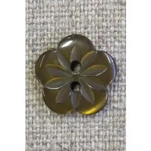Blomster knap i brun, 15 mm. - Knapper Brun, beige og off-white
