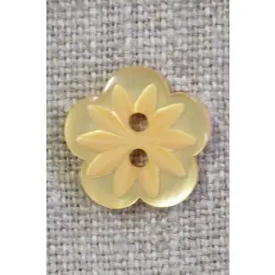 Blomster knap i gul, 15 mm. - Knapper Grøn, gul og orange