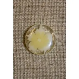 Klar knap m/blomst lysegul - 