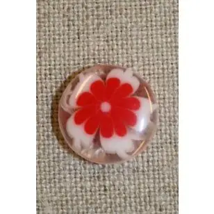 Klar knap m/blomst rød - Knapper Rød/lyserød/lilla
