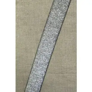 Elastik til bælter/linning 30 mm. sølv - Elastik og kantelastik