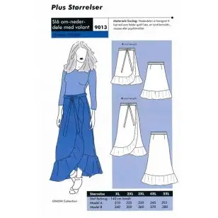 Onion 9013 Plus -Slå om-nederdel med volant - Symønstre