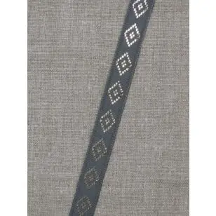 Bånd med rude i guld i grå - 