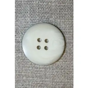 4-huls knap i off-white perlomors-look m/sort kant, 22 mm. - Knapper Brun, beige og off-white