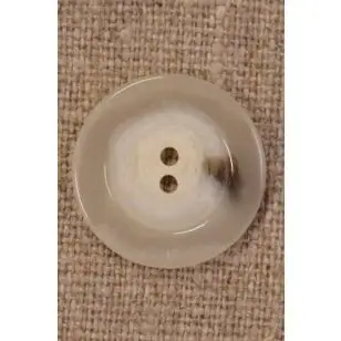 2-huls knap off-white m/brun plet 22 mm. - Knapper Brun, beige og off-white