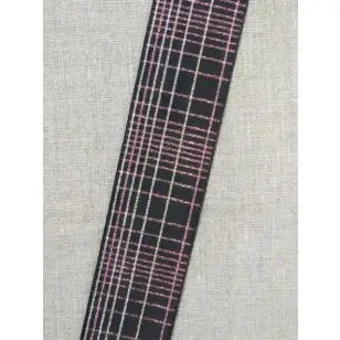 Ternet bånd i sort med lurex i sølv- rosa/kobber- sølv 40 mm. - Glimmer bånd