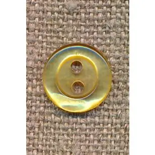 Blank 2-huls knap i lys gul, 11 mm. - Knapper Grøn, gul og orange