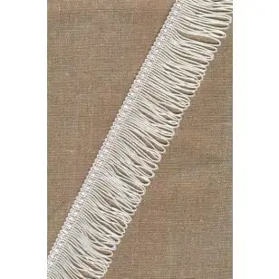 Frynsebånd dobbel 50 mm. i hvid / silk - Palliet-, Frynse-, Pomponbånd