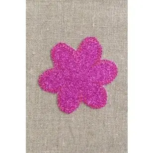 Motiv med blomst i glimmer i pink - Blomster, stjerner og sløjfer