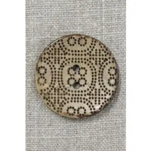 Træ-knap med mønster 34 mm. - Træ- og Horn-knapper