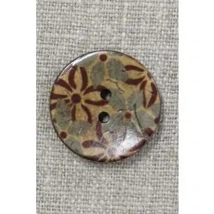 Kokosknap med blomster 25 mm. - Træ- og Horn-knapper