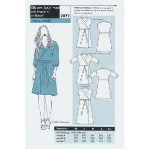Onion 2079 -Slå om-kjole med stå krave til strikstof - Symønstre