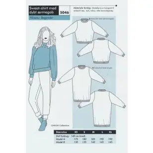 Onion 5046 Sweat-shirt med dybt ærmegab - Symønstre