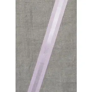 Stribet bånd med glimmer, rosa- sølv 25 mm. - Div. bånd