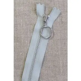 35 cm. lynlås 4 mm aluminium fast med ring i lysegrå - Lynlåse
