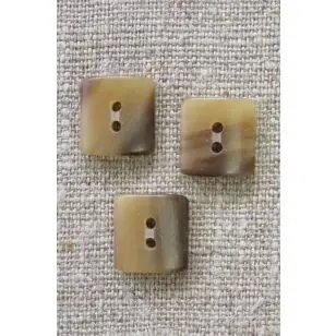 Firkantet 2-huls knap i beige/brun meleret 14 mm. - Knapper Brun, beige og off-white