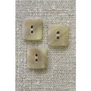 Firkantet 2-huls knap i beige/sand meleret 14 mm. - Knapper Brun, beige og off-white