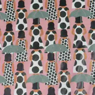 Regnstof med dame med paraply - Vind- og regnstof