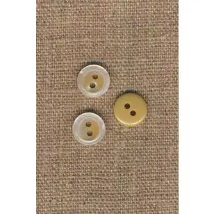2-huls knap blank i offwhite-beige, 11 mm. - Knapper Brun, beige og off-white