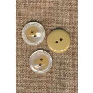 2-huls knap blank i offwhite-beige, 20 mm. - Knapper Brun, beige og off-white
