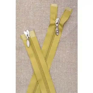 55 cm. lys okker delbar 2-vejs lynlås med vedhæng med similisten - Lynlåse