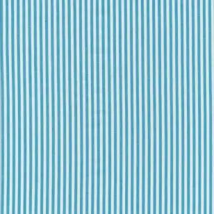 Bomuld stribet hvid-turkis - Stribet bomuld