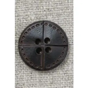 Mørkebrun læder-look knap, 20 mm. - Knapper Brun, beige og off-white