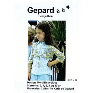 Gepard mønster Pige kort bindebluse - Strikopskrifter 50%