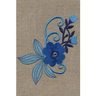 Motiv med blomst i blå - Blomster, stjerner og sløjfer